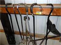 LOT OF CANES , TRIPOD SEAT, AND BRACE