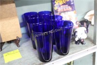 6 COBALT GLASS TUMBLERS