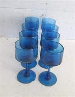 VINTAGE SET OF 8  BLUE GLASSES