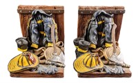 Fire Gear Fireman Resin Bookend Set By Character C
