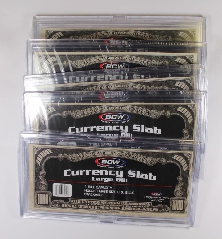 (5) LARGE PLASTIC CURRENCY SLABS