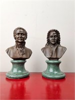 Mozart and Bach Busts on Marble