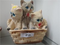 Chalkware Cats in a Basket