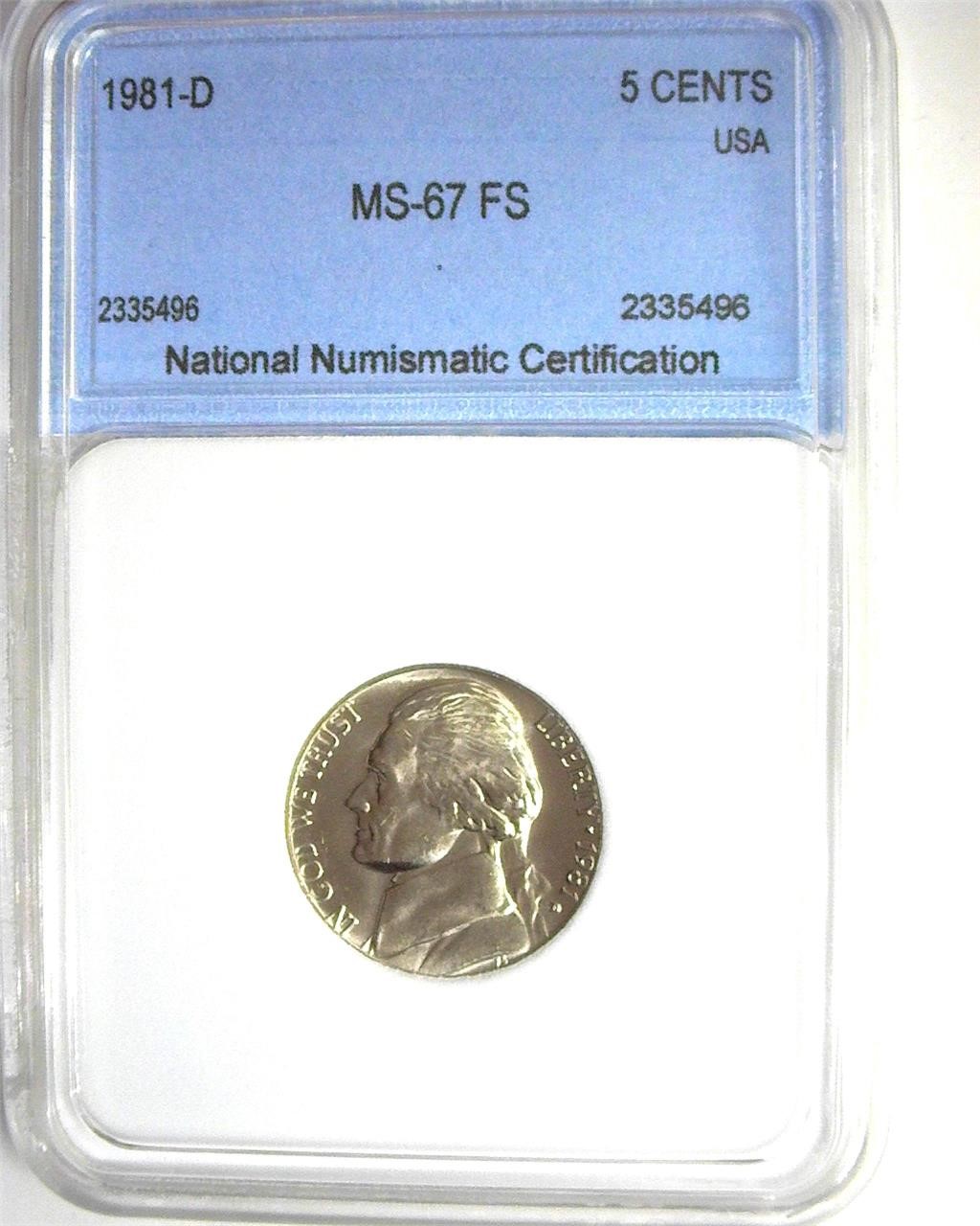 1981-D Nickel MS67 FS LISTS $2150