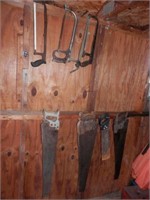 sheds-east side group of vintage wood handled