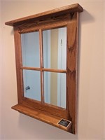 Handmade Oak 4 Pane Hanging Wall Mirror/Shelf
