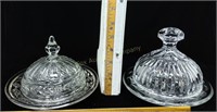 (2) Clear Glass Decorative Butter Dishes