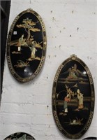 2pc Vintage Oval Plaques w/ embossed Soapstone