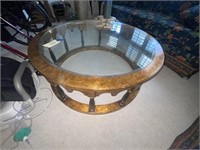 Round Glass Topped Coffee Table 41"Dia x 16"H