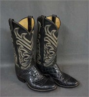 Tony Lama Classic Gator Black Cowboy Boots, Used