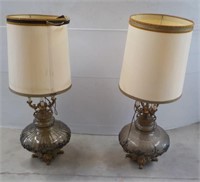 (2) Very Ornate Lamps one has Lamp Shade Damage.