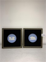 8X8 FRAMED AND MOUNTED ON VELVET WEDGWOOD PLAQUES