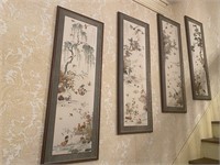 Chinese Chinoiserie Framed Wall Art - 4 Panels