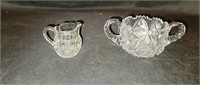 Vintage Cut Glass Creamer and Sugar