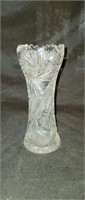 Antique 10" Heavy Cut Glass Vase