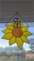 Two stained glass suncatcher, one of a yellow