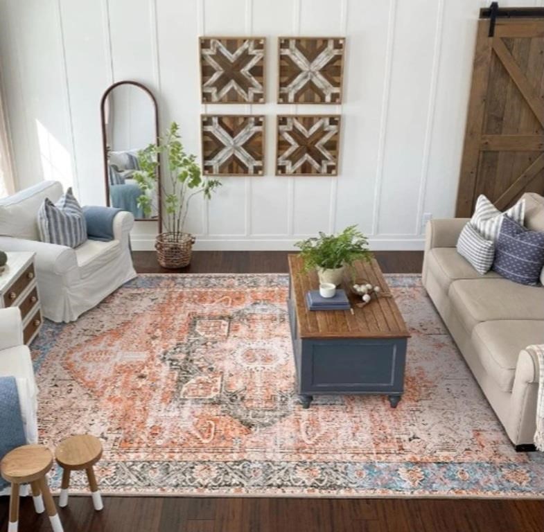 Farmhouse Boho Vintage Area Rug - Ultra Thin