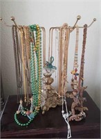 Vintage Jewelry Holder with Costume Necklaces