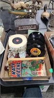 VINTAGE RADIO, 45 RECORDS AND ROLLER SKATES
