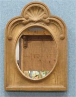Small Vintage Carved Wood Framed Oval Mirror