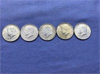 (5 PCS) 1964 KENNEDY HALF DOLLARS