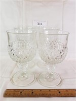 Set Of Four Cut Glass Wine Goblets