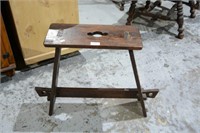 Early oak stile stool,