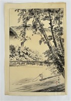 Imoto Tekiho Japanese Woodblock Print Fisherman