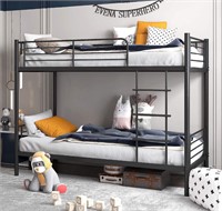 Noillats Metal Bunk Bed, Twin Over Twin with Ladde