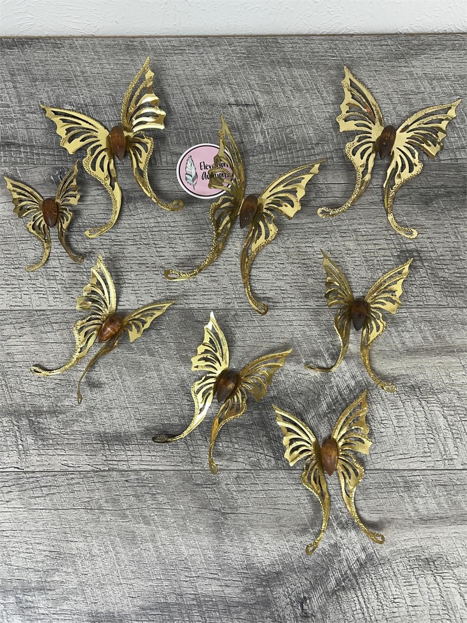 Beautiful set of MCM metal and wood butterflies