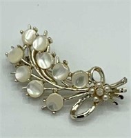 Vintage Opalescent Rhinestone Flower Spray Brooch