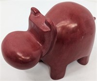 Red Soapstone Hippopotamus Carving