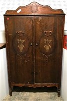 Antique Wardrobe with Hanging Rod & Two