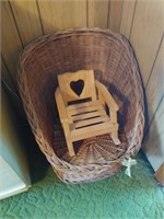 child's wicker chair and doll chair