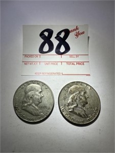 2 - 1953-D Franklin Half Dollar Coins