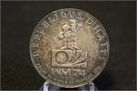 1973 Haiti Silver 50 Gourdes Coin