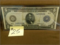 1914 Ser. $5 Large Fed. Res. Note "Abe Lincoln"