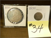 1826 Capped Bust Half w/ Hole, 1835 Capped Bust -