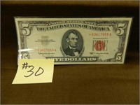 1963 Ser. $5 U.S. Note, Red Seal, Star Note