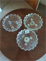 3 clear glass footed bowls possible Fenton?