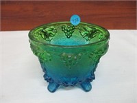 Vintage Green & Blue Bowl 4" Tall