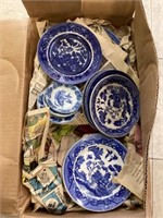Blue willow glass plates