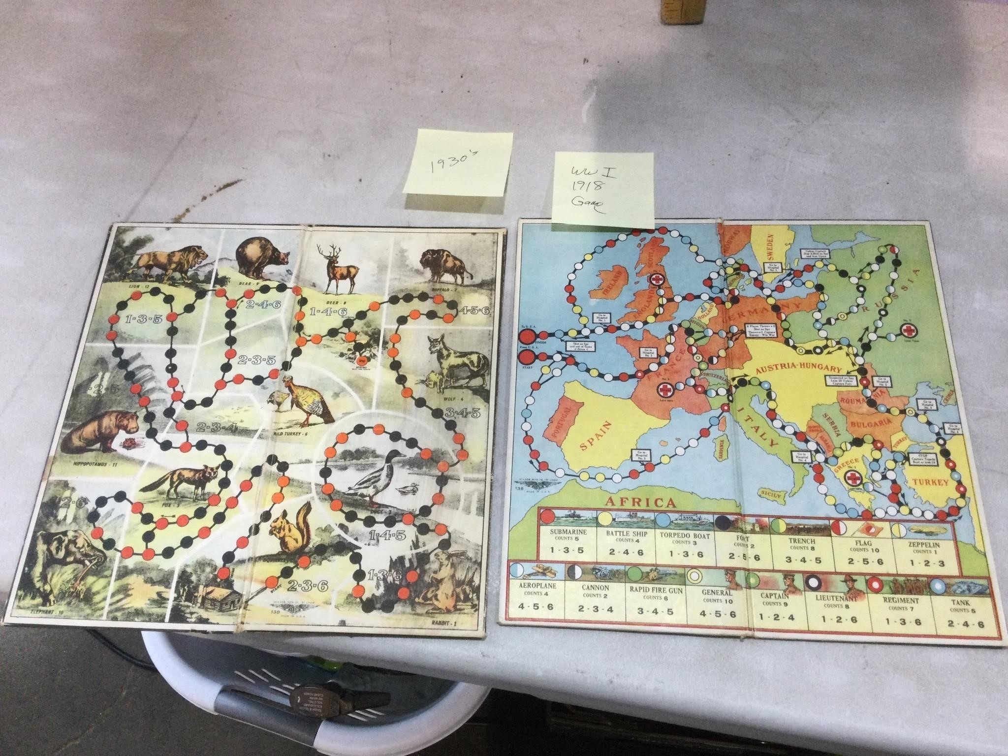 WWI 1918, 1930’s, Game Boards, Wilder MFG