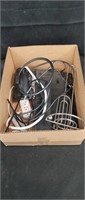 Box of electronics DVD player, apple mouse etc
