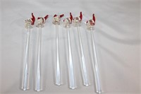 Vintage Glass Swizzle Sticks - Santa Claus