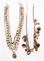 (2) NATURAL STONE FASHION NECKLACES
