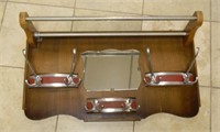 Art Deco Chrome Accented Mirrored Wall Rack.