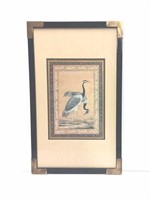 Middle Eastern Print of Cranes in Lacquer Frame