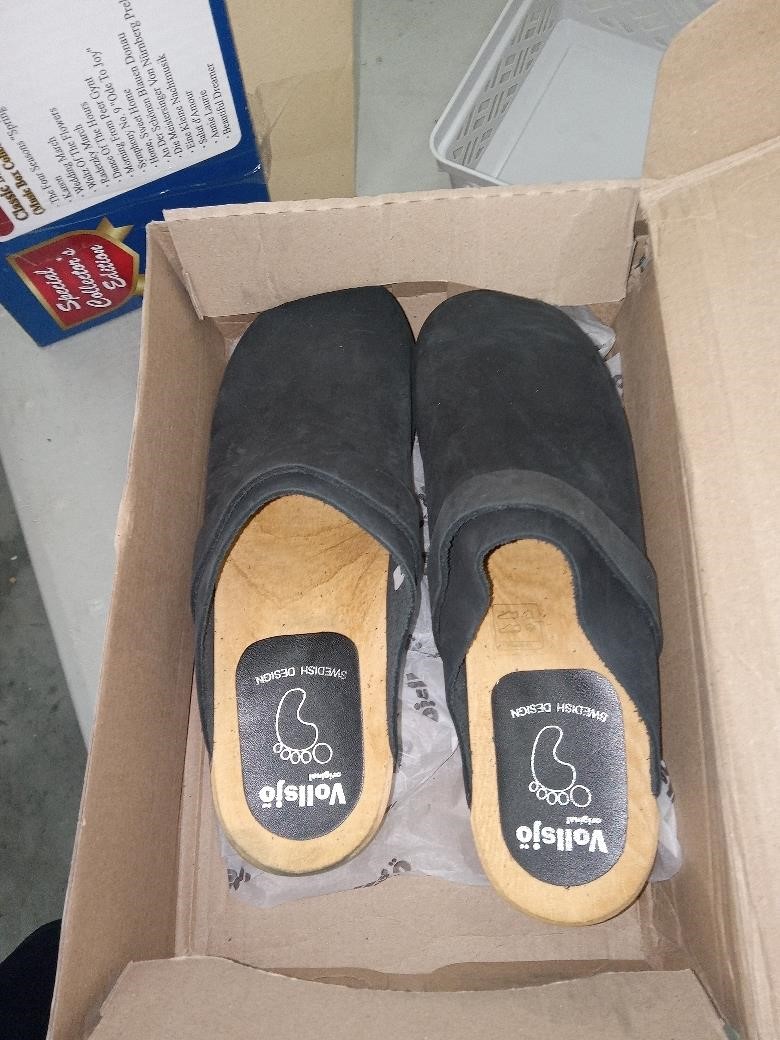 $50  Vollsjo Leather Clogs - Suede - Black - Size