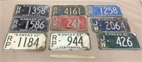 9 Kansas License Plates 1961-69